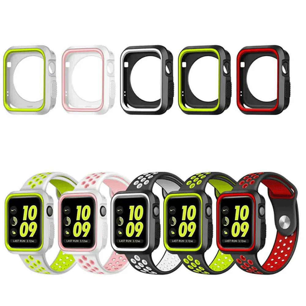 Чехол для Apple Watch, ремешок, чехол 42 мм, 38 мм, iwatch series 4, 3, 2, 1, ремешок 44 мм, 40 мм, аксессуары, рамка, силиконовый защитный чехол