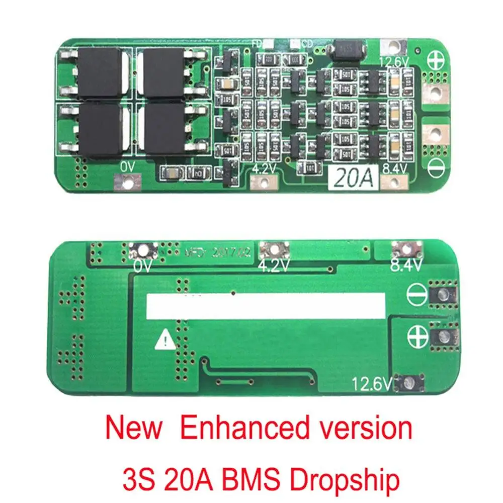 3S 20A Upgrated 3S 40A BMS 11,1 V 12,6 V 18650 Защитная плата для литиевой батареи BMS плата для стандартного баланса обновленная версия для дрели - Цвет: 3S 20A Upgrated