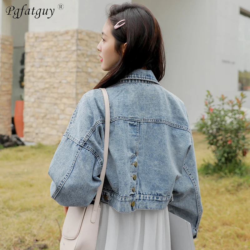 2019 Spring Big Pocket Denim Jacket Women Streetwear Loose Vintage Coat Single Breasted Casacos Feminino Jean Outerwear | Женская одежда