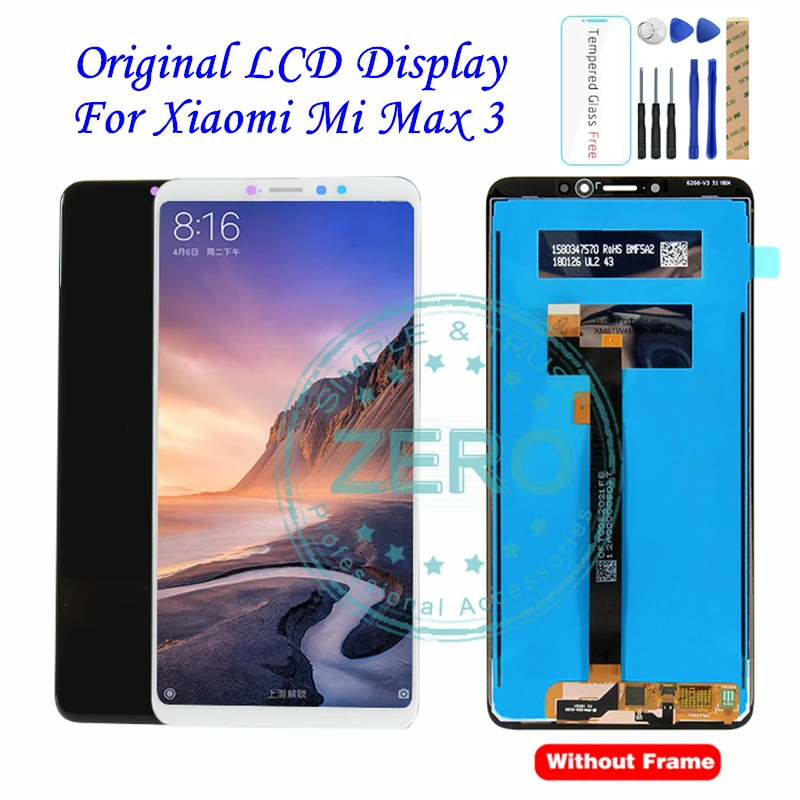 Для Xiaomi mi Max 3 ЖК-экран 10 Сенсорная панель mi Max3 ЖК-дигитайзер Черный Белый Запасные части