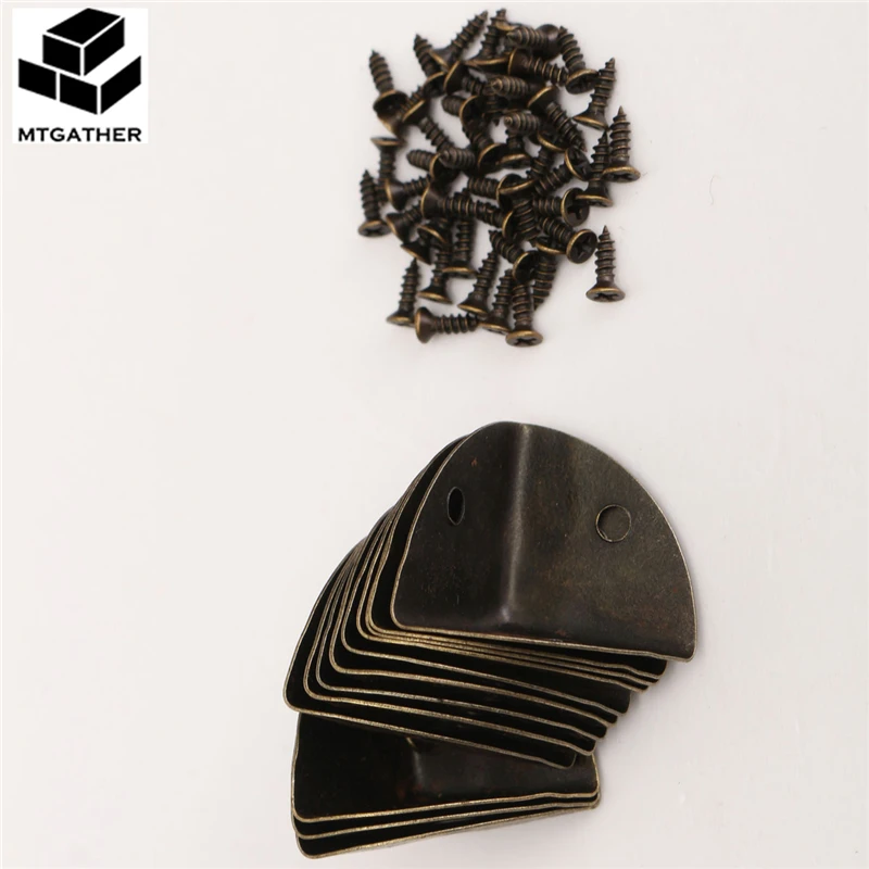 MTGATHER 12 шт. железные декоративные антикварные ювелирные изделия вина Подарочная коробка Деревянный чехол Защитные уголки бронза для украшения рабочего стола