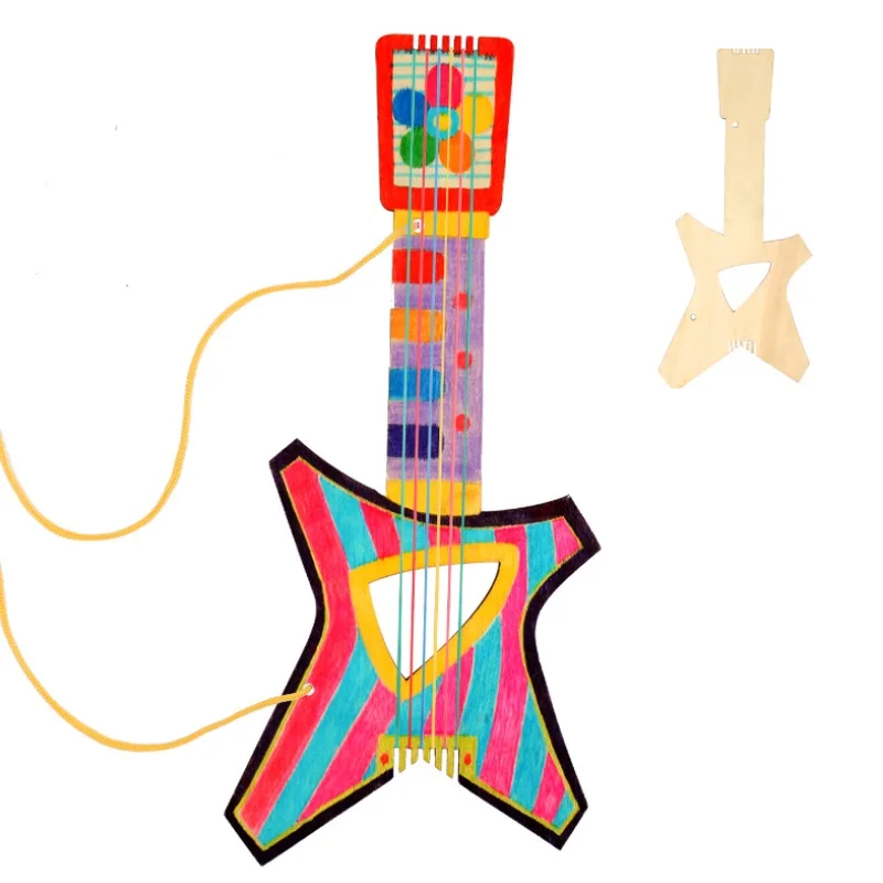 DIY Детская мини-гитара игрушки ручной работы для детей Gitaar живопись ребенок укулеле детский сад ремесла обучающие средства раннего образования игрушка