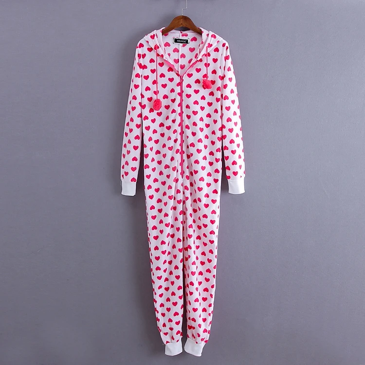 Женский милый розовый комбинезон с принтом в виде сердца зимние комбинезоны