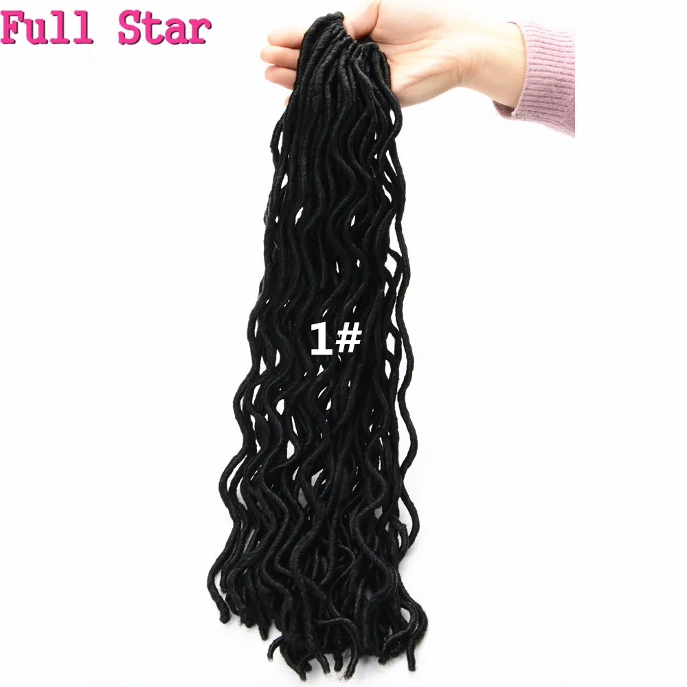 Полный Звезда 6 шт. искусственная locs Вьющиеся 1" и 18" низкая Температура Волокно 24 корни 60 г Синтетические волосы нота плетения волос - Цвет: #1