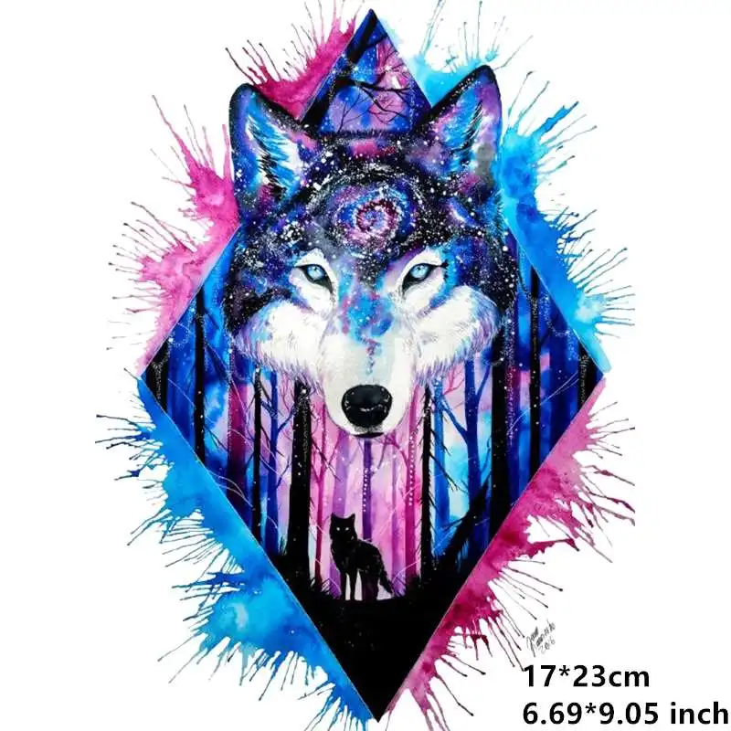 Термопечатные патчи Fierce Forest Wolf стирающиеся наклейки для оформления одежды