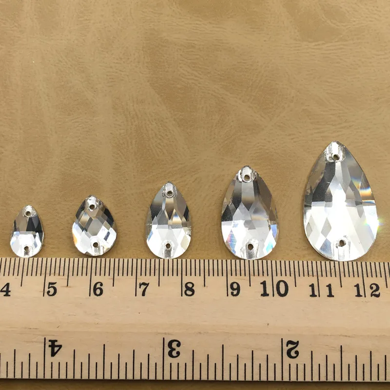 Multiple Sizes Clear Teardrop Sew On Glitter Strass Rhinestone Flat back Crystal DIY Wedding Decoration Accessories | Дом и сад