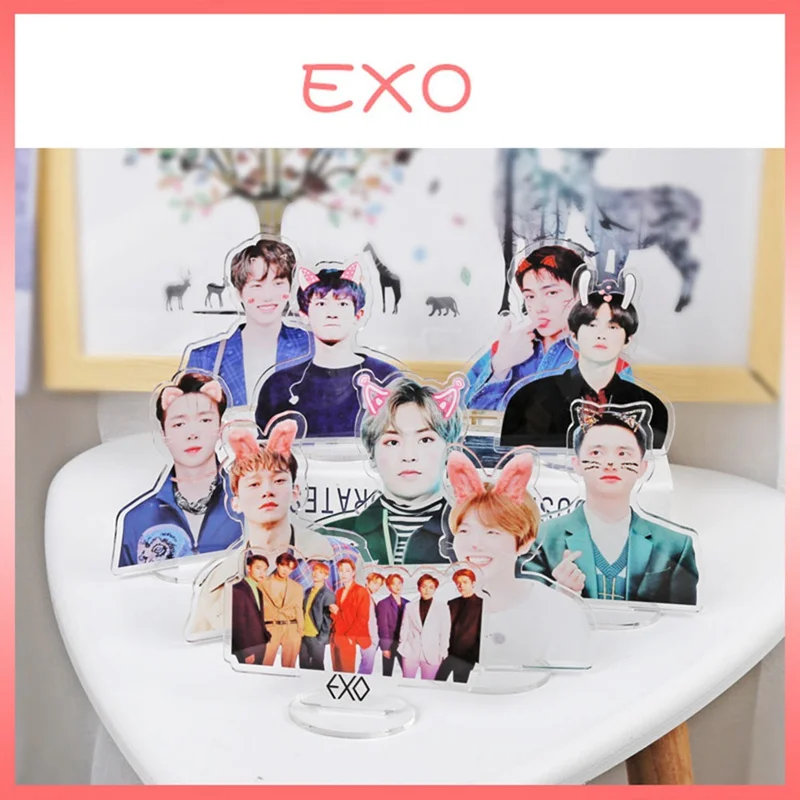 Kpop EXO Members Kawaii стоящая фигурка, кукла, акриловая, стоячая, декор стола, Канцелярский набор