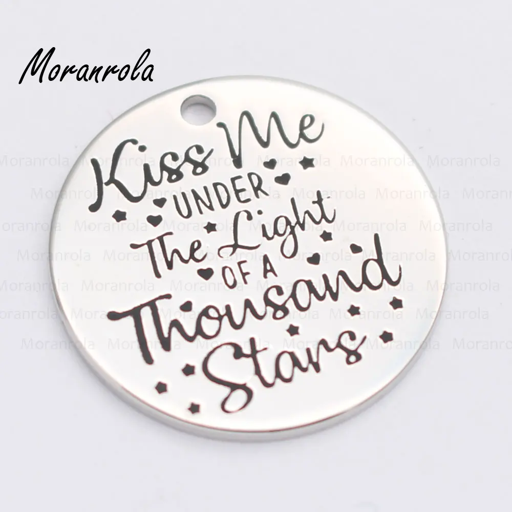 New arried&quotKiss Me Under The Light Of A Thousand Stars&quotCopper necklace Keychain charm Love Kiss Stars Valentine Wedding Brid |