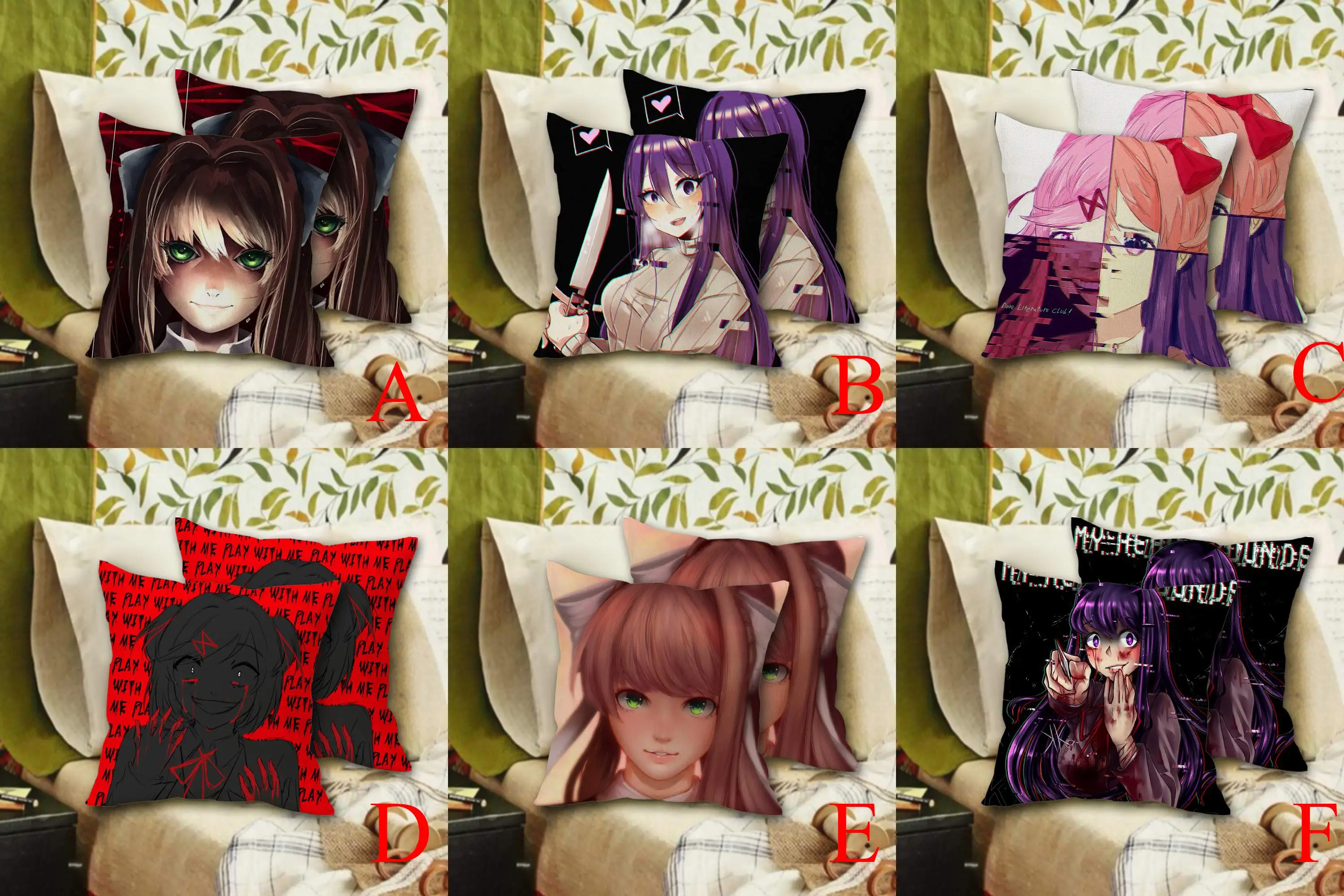 OHCOMICS Doki Literature Club! Наволочка Yandere Monica Yuri Pillowslip наволочка домашний офисный декор