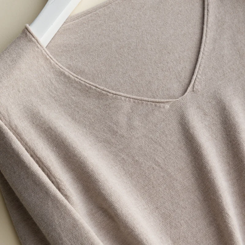 Sexy Wool Sweaters Fashion 2018 Women Casual Long Sleeve V-neck Thin Knitted Jersey Autumn Pullover Sweater Female Jumper Pink | Женская