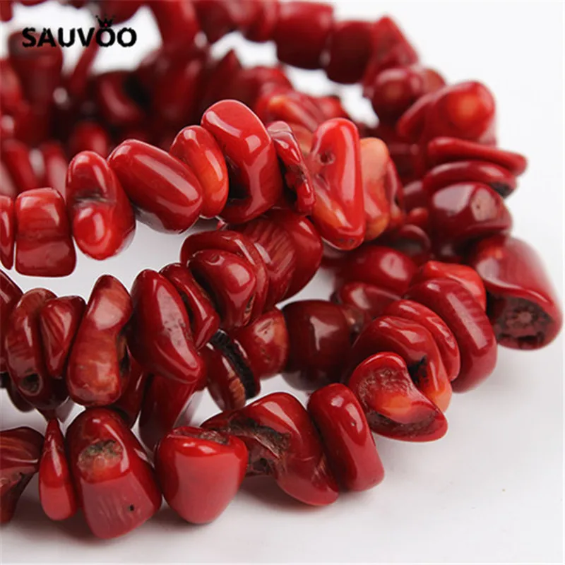 SAUVOO 1 нитка/партия нестандартные красные коралловые бусины около 80 см 8-12 мм в