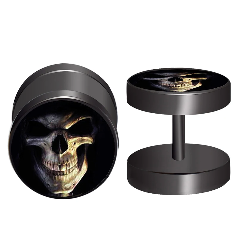 6 цветов Череп рок группа черная поддельная Ушная Растяжка заглушки и туннели