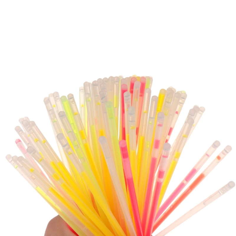100 шт Вечерние ФЛУОРЕСЦЕНТНОЕ свечение палочки Браслеты Ожерелья яркие