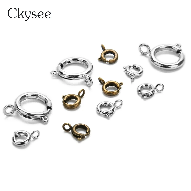 Ckysee 50pcs/lot Antique Gold Bronze Silver Rhodium Metal Crimps Spring Clasps 6mm For Diy Jewelry Making | Украшения и