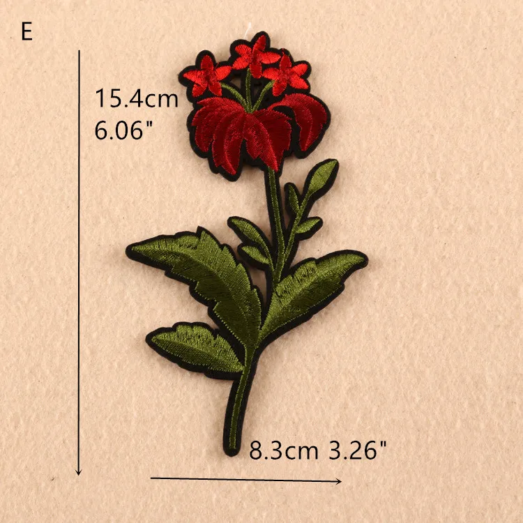8Pcs/Lot Red Rose Flower Embroidered Patches Applique Iron Or Sew On Clothes Accessory | Дом и сад