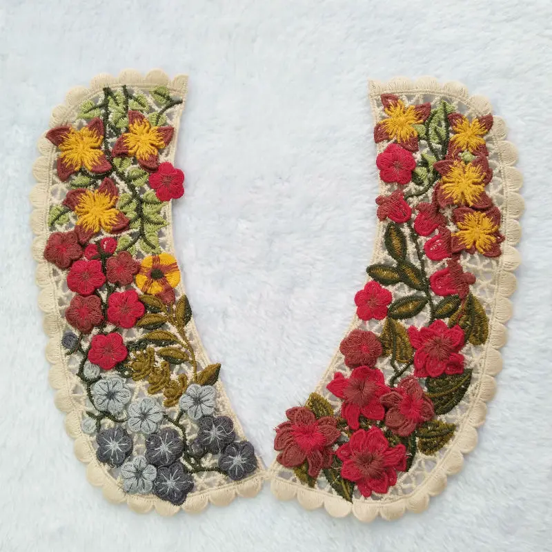 1 пара модных цветочных воротников аппликация вышитые нашивки для одежды