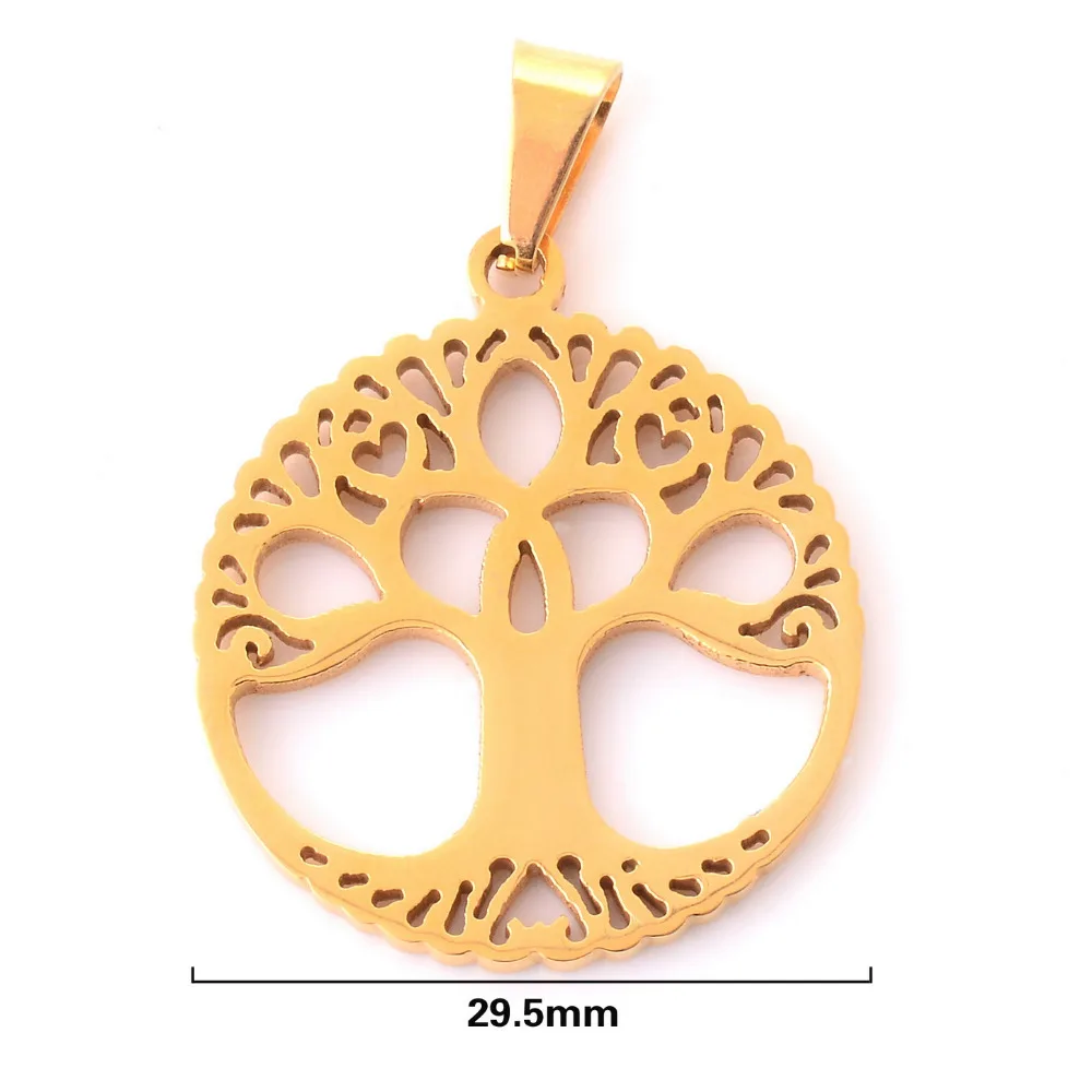 Модная круглая семейная подвеска с деревом жизни 316L Подвеска из нержавеющей
