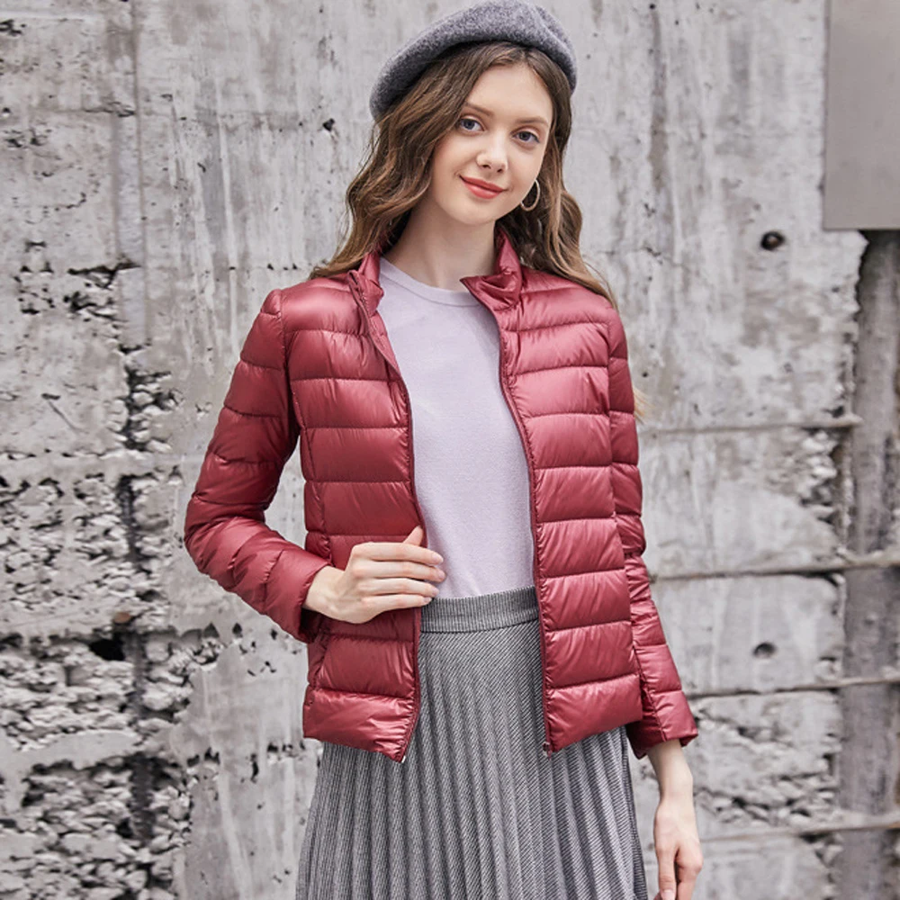 Зимние теплые легкие пуховики 85% утиного пуха пальто с длинным рукавом и