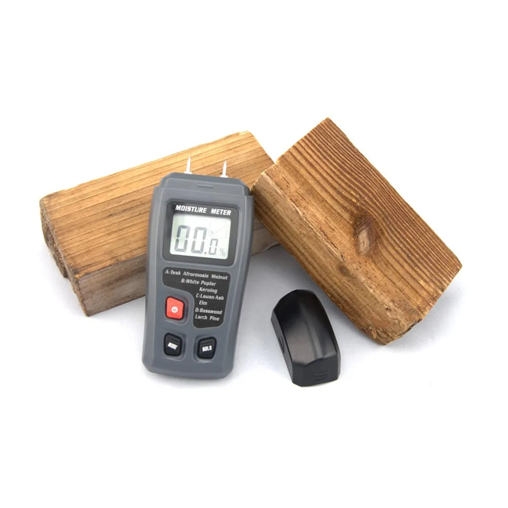 LCD 0-99.9% 2Pins Wood Industry Digital Moisture Meter Humidity Tester Timber Damp Detector Conductivity Moisture Hygrometer