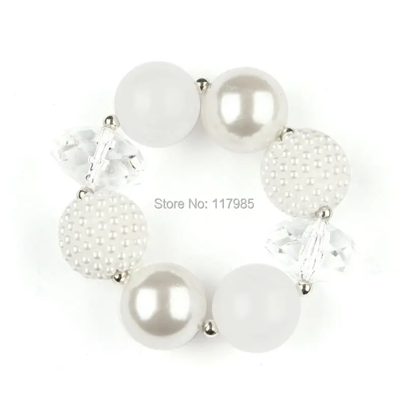 Рождественский подарок 3 шт. чистый белый серебряный браслет с бусинами