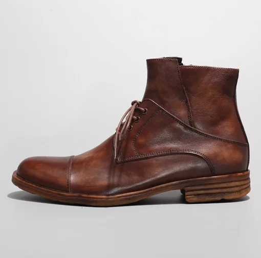 2016 Осень Мода мужская Обувь Кожаные Ботинки Плоский Каблук Зашнуровать Oxfords