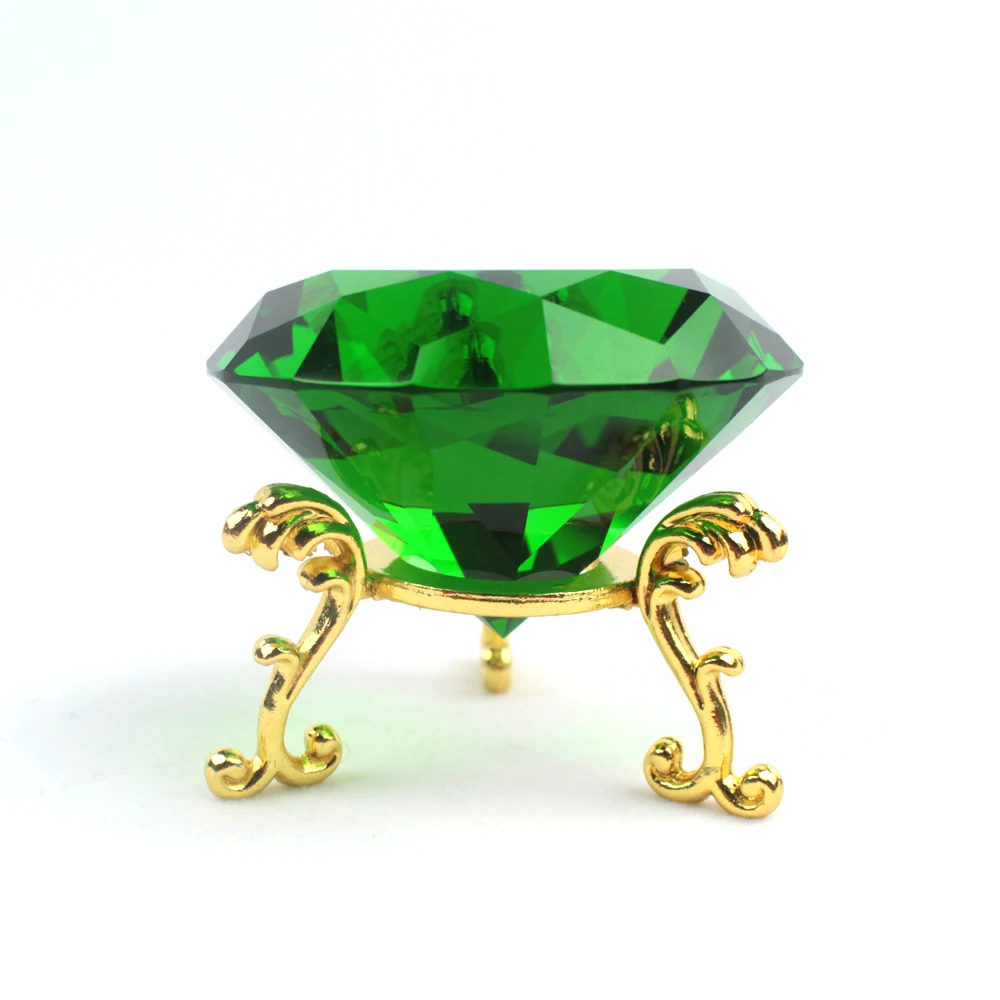 60 мм кристалл алмаз с бесплатной Золотой базой Мини фигурки фэн шуй стеклянные