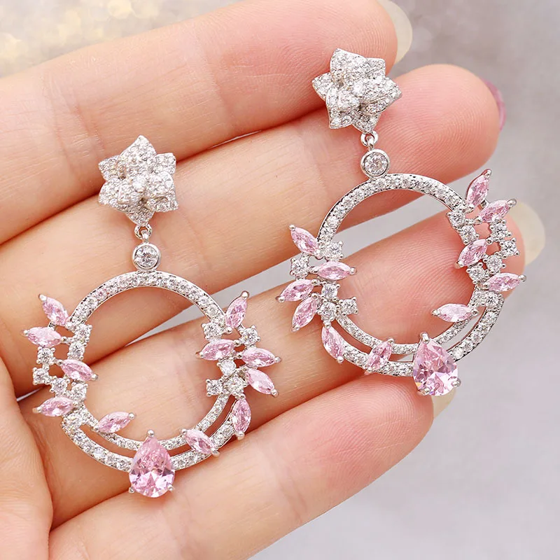 Vicney 2019 новые весенние элегантные красочные циркониевые серьги ААА цветок