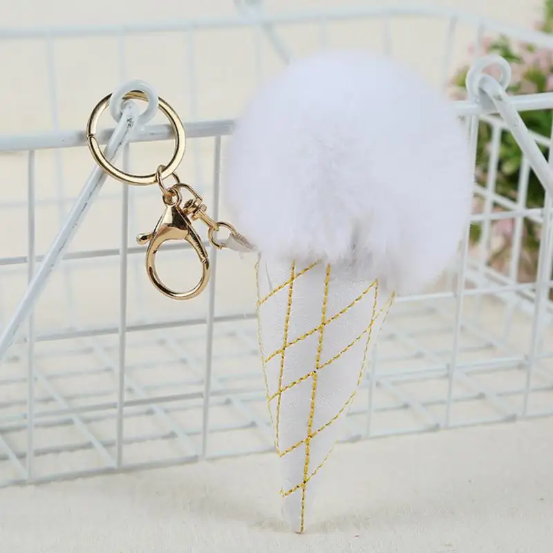 2018 Hot Sale Fashion Fluffy Ice Cream Key Chain Artificial Fur Handbag Pendant Plush Ring | Украшения и аксессуары