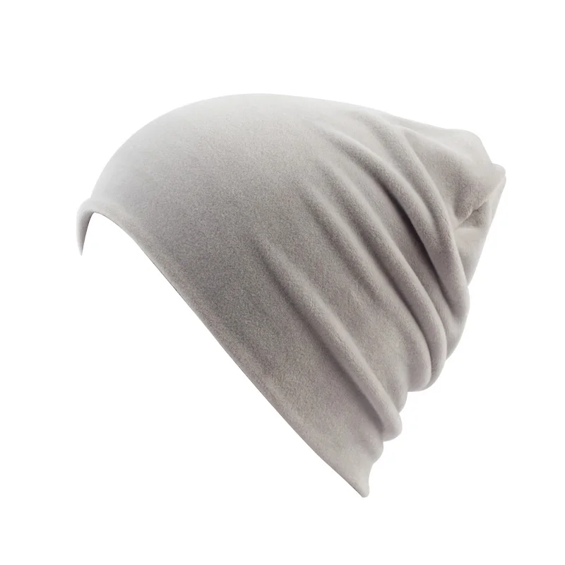 Женская велюровая шапка бини, повседневная, полиэстер, Skullies Beanies для женщин, зимняя, бархатная, простая Балаклава, шапка Sapka - Цвет: Light Grey