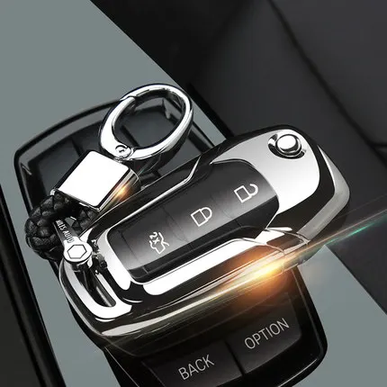 silver with keychain ТПУ чехол для автомобильных ключей для Ford F-150 F-250 F-350 Ranger Explorer KA Fiesta Mondeo крышка дистанционный брелок в виде ракушки держатель - Название цвета: silver with keychain