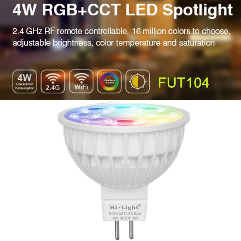 Умная Светодиодная лампа 4 Вт 5 6 9 12 E14/E27/MR16 RGB + CCT Led В/220 В внутренняя с беспроводным