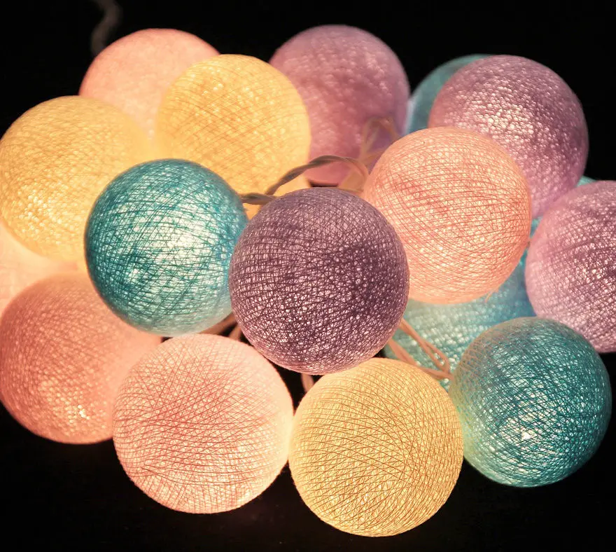 2019 новый дизайн милая гирлянда с хлопковыми шариками пони сказочные огни Свадьба