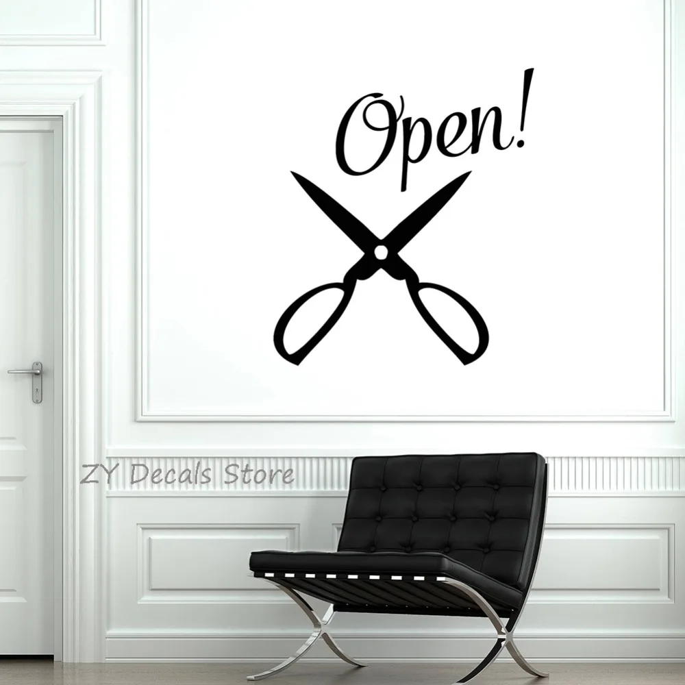 Открытая наклейка для парикмахерской виниловая настенная с логотипом на окно
