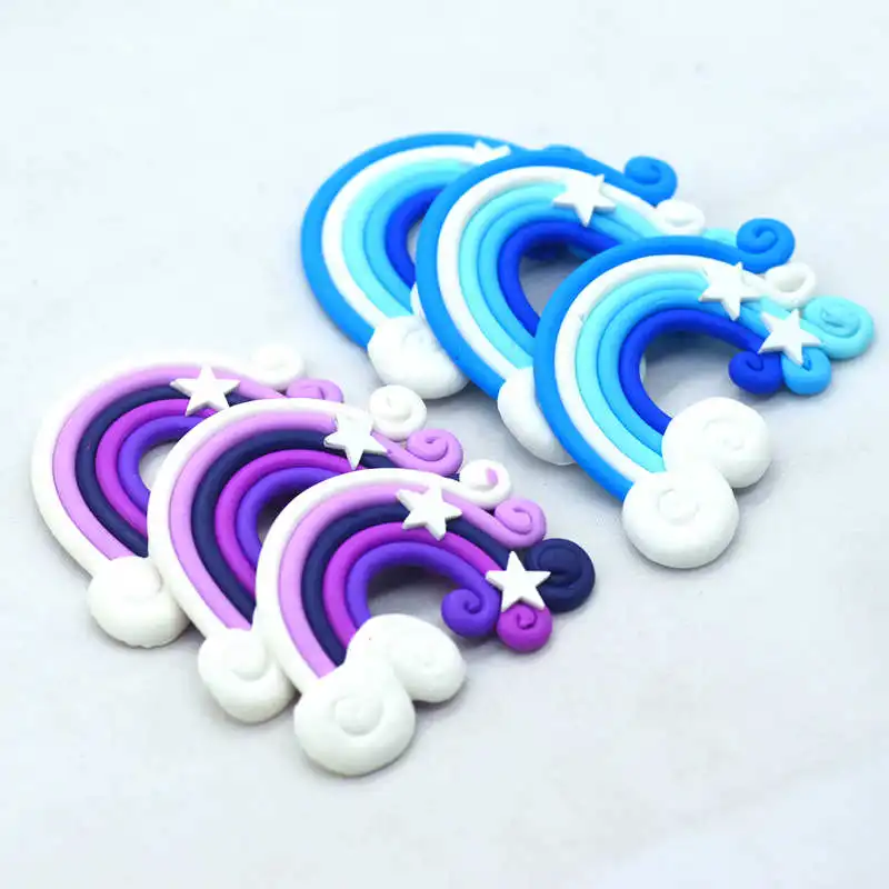 MIXED COLOR 10PCS 10 шт. 40 мм X 55 мм Необычные Единорог Цвет Полимерная глина Радуга деко | запеченные глина вечерние украшения Радуга | украшения торта топперы - Цвет: MIXED COLOR 10PCS