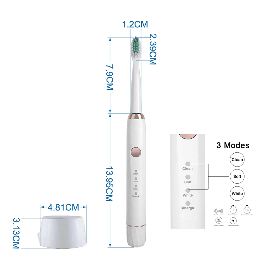 Sarmocare M100 ультра sonic Электрический Зубная щётка для путешествия, портативный аккумулятор IPX7 Водонепроницаемый Класс