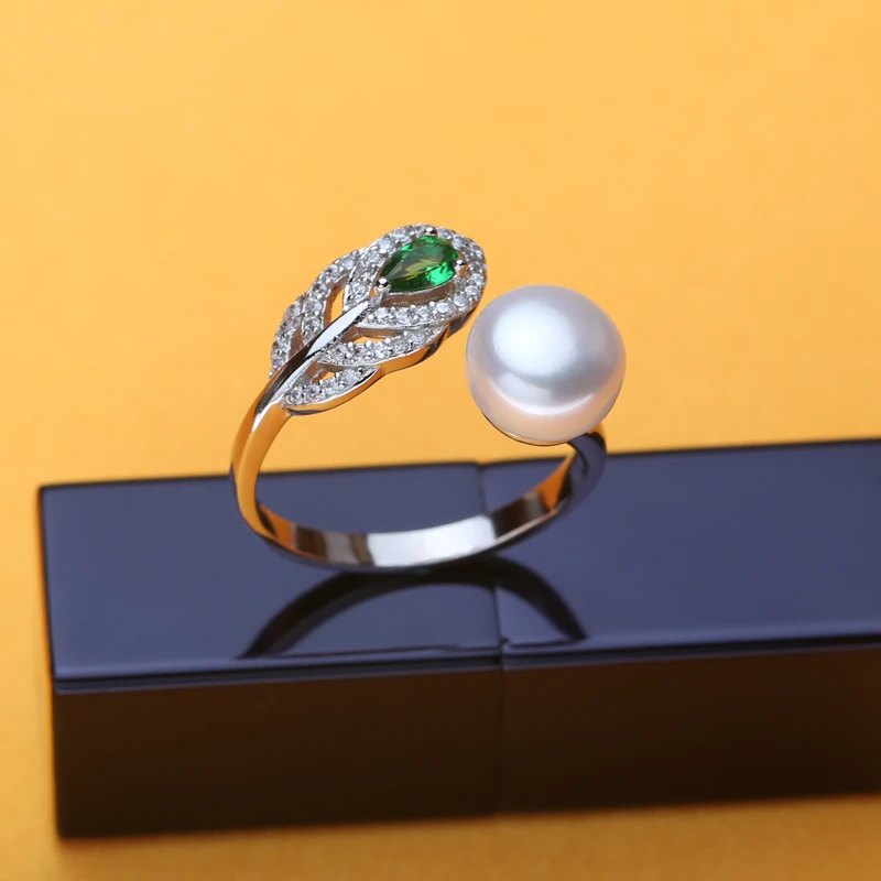 Кольцо с натуральным жемчугом ювелирные изделия циркониевое регулируемое