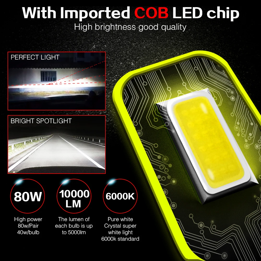 CROSSFOX автомобиля светодиодный головной светильник 12V 6000K H4 H7 H11 9005 9006 9003 HB2 HB3 HB4 светодиодный светильник лампы 10000LM авто лампы 4 стороны супер яркий