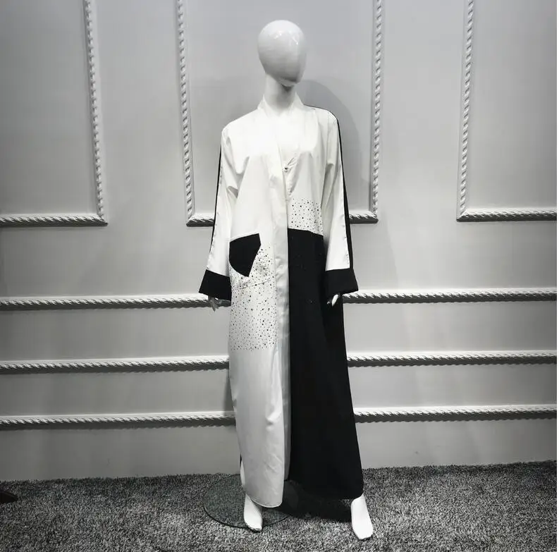 Женские мусульманские Длинные Халат abaya открытый кардиган лоскутное Дубай длинное платье Исламская одежда Турция кимоно Ближний Восток Молитвенное платье Новинка
