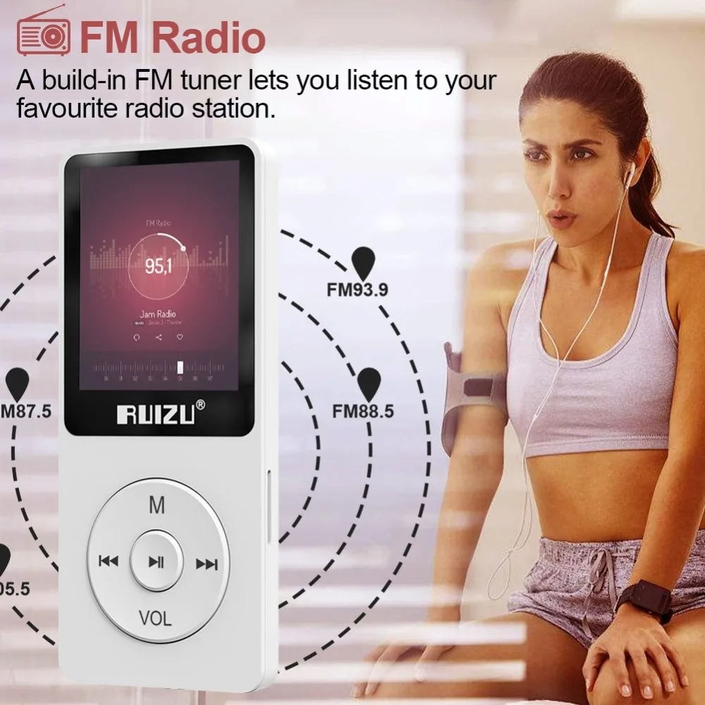 MP3 плеер RUIZU X02 ультра тонкий музыкальный плеер с fm-радио, диктофон, воспроизведение видео, чтение текста, 80 часов воспроизведения