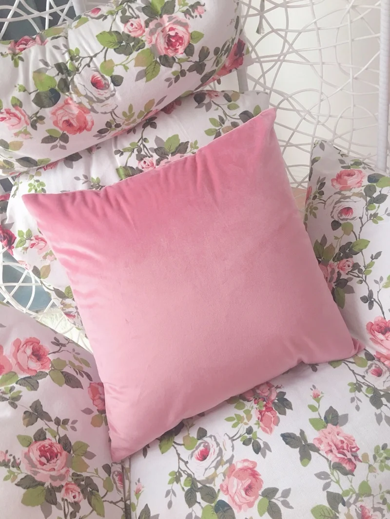 1 шт. розовая Бархатная подушка для дивана на талии наволочка подушки coussin de salon