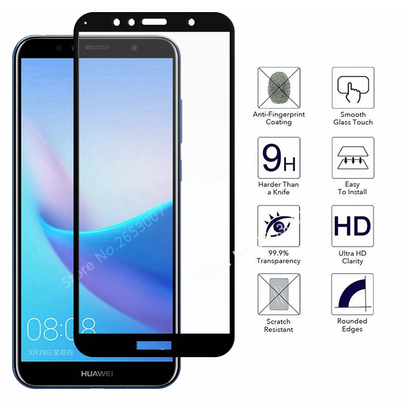 Закаленное стекло с полным покрытием для Huawei Honor 7A Pro 7C 5 45 7 99 дюймов защита Y5 Y6 Y7 prime