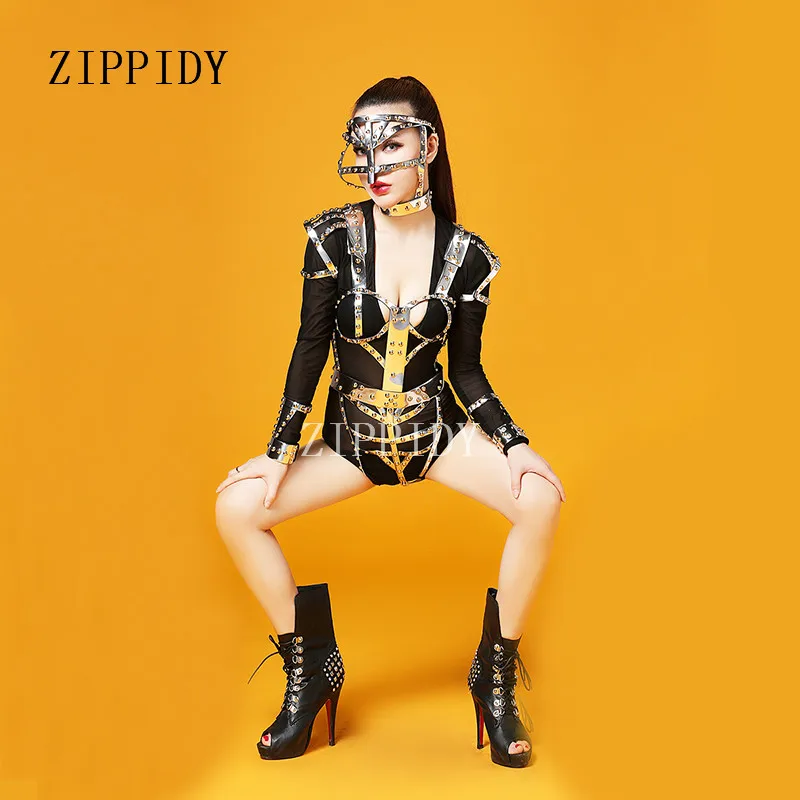 Luxury Pearls Rhinestones Chain Bodysuit Women Sexy Singer Performance Stage Wear Dance Costume Birthday Party NightClub Outfit