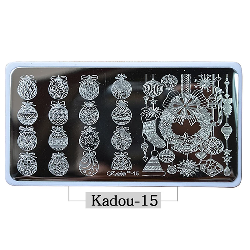 Штамповочные пластины для ногтей KADOU(1-22) Зимний Рождественский мультяшный 3D шаблон для дизайна ногтей с белый пэд для рождественского Штамповки Подарок