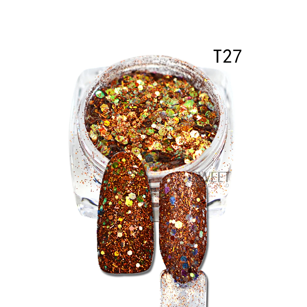 1 шт. Новое поступление Шестигранная форма смешанные цвета для дизайна ногтей