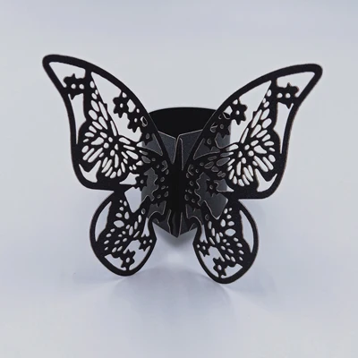 50Pieces/Lot Butterfly Style Laser Cut Porta Guardanapo Paper Napkin Rings napkins Holders Hotel Wedding Favors Table Decoration - Color: Black