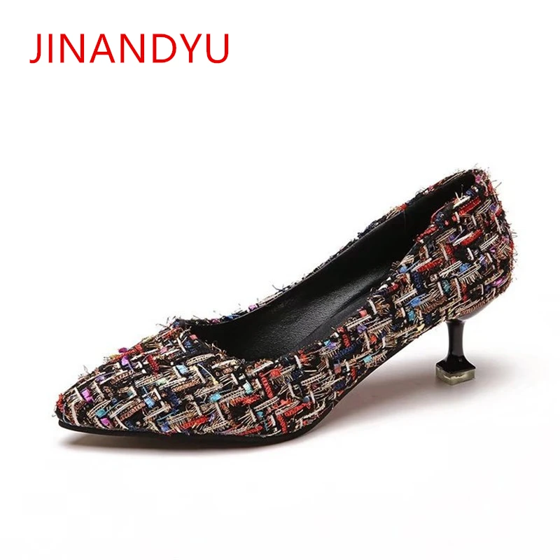 Women Pumps Stilettos Middle Heels For Office Shoe European American Style 2022 Pointed Shallow Ladies Pump Shoes | Обувь