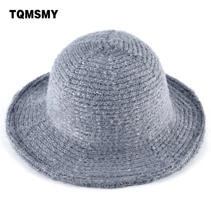 Теплая вязаная шерстяная шляпа TOMSMY унисекс шапки ведерки для женщин и мужчин