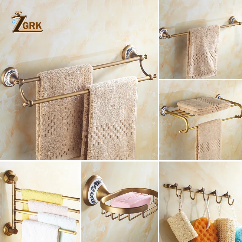 zgrk antique bathroom blue and white porcelain accessories carved copper alloy hardware set wall mounted bathroom hardware kit free global shipping