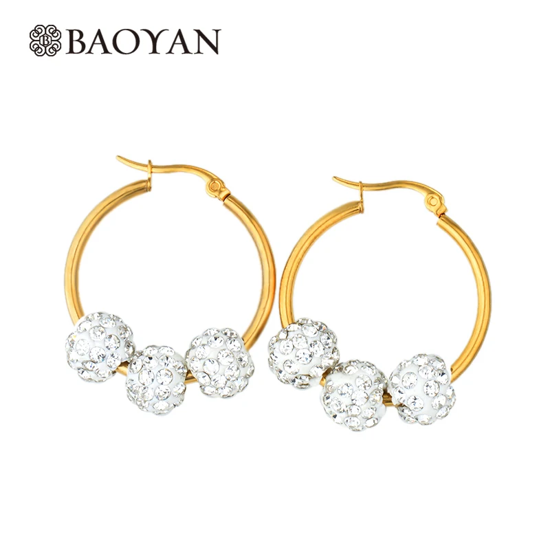 Baoyan/большие круглые серьги хорошего цвета из нержавеющей стали для женщин 29 мм