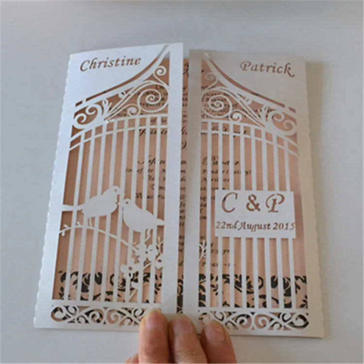 

Creative cage love bird laser cut wedding decoration invitations cards